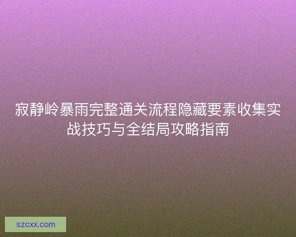 寂静岭暴雨完整通关流程隐藏要素收集实战技巧与全结局攻略指南