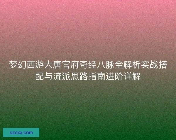 梦幻西游大唐官府奇经八脉全解析实战搭配与流派思路指南进阶详解