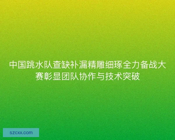 中国跳水队查缺补漏精雕细琢全力备战大赛彰显团队协作与技术突破