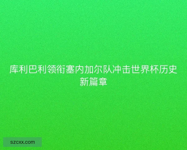 库利巴利领衔塞内加尔队冲击世界杯历史新篇章